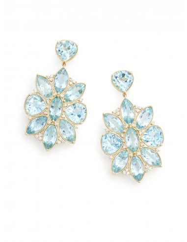 Marquis and Pear Shape, 18K Yellow Gold, Aquamarine, Sky Blue Topaz + Diamond Earrings 2 - 3 jours ouvrés.