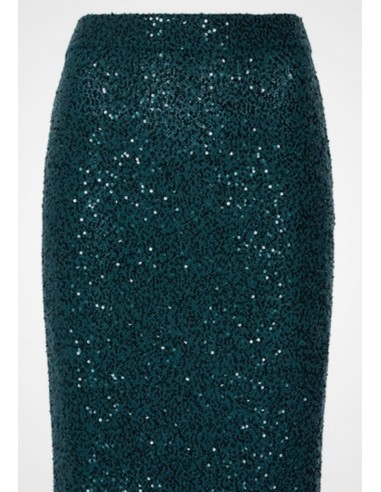 Sequin Cashmere Silk Pull On Midi Skirt de pas cher