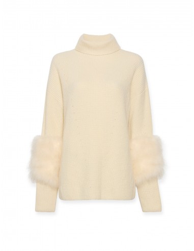 Airy Cashmere Silk Ribbed Turtleneck With Marabou outlet