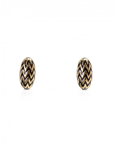 Baoli Flow Oval Mini Chevron, 18K Yellow Gold Earring Studs Jusqu'à 80% De Réduction