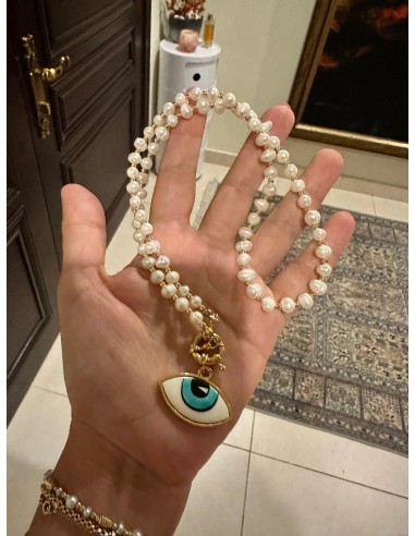 Anais Necklace Cultured Pearls Ceramic Eye pas cher