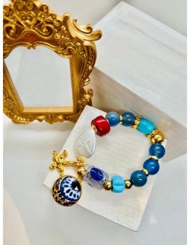 Chloe Blue Eye Venetian Stone Artisan Bracelet de l' environnement