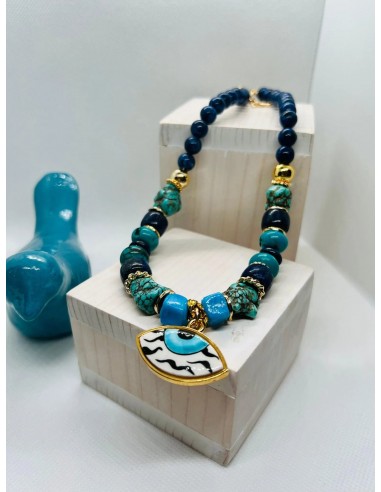 Daphne Lapis and Turquoise Necklace Les êtres humains sont 