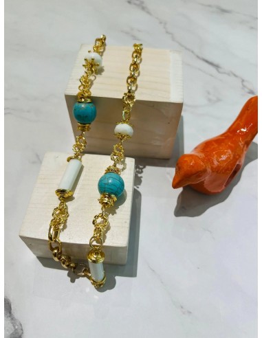 Sarah Long Turquoise Gemstones Necklace Economisez 