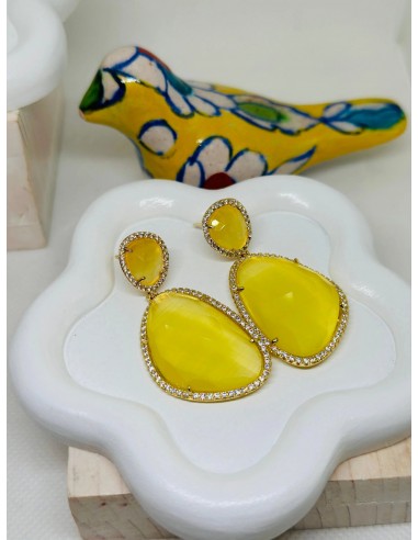 Helena Yellow Dangling Crystal Earrings store