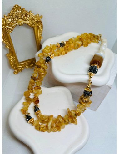 Joelle Amber and Citrine Gemstones Necklace ou a consommer sur place