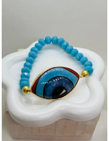 Iris Hand Painted Blue Turquoise Ceramic Bracelet Découvrez la collection