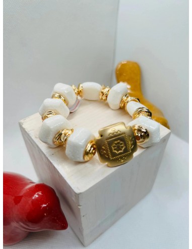 Chloe White Marble e Cross Gold Bracelet la livraison gratuite