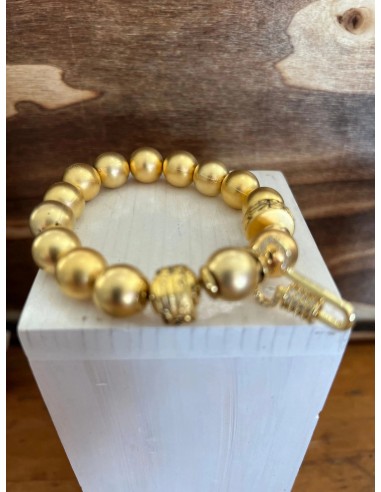 Chloe Gold Beads e Cross Charm Bracelet solde