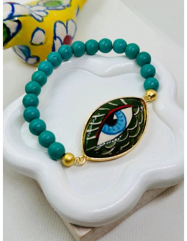 Iris Hand Painted Wavy Ceramic Bracelet plus qu'un jeu 