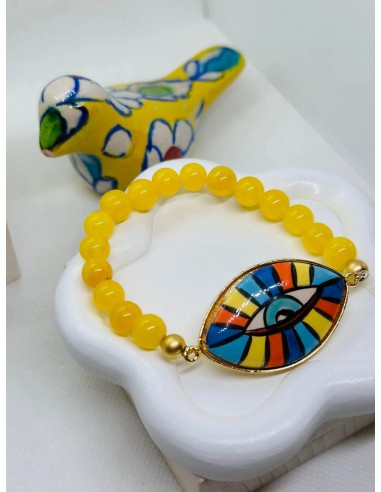 Iris Hand Painted Yellow Ceramic Bracelet Découvrez la collection