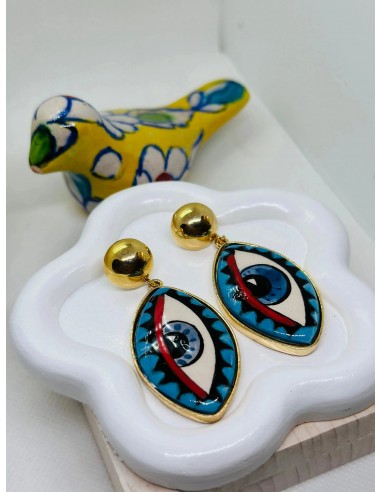 Iris Hand Painted Striped Ceramic Earrings la chaussure