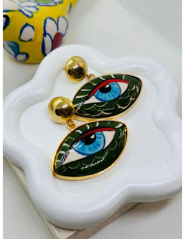 Iris Hand Painted Wavy Ceramic Earrings En savoir plus