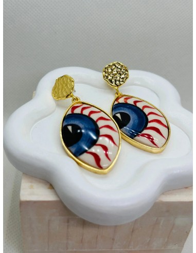 Iris Hand Painted Red Eye Ceramic Earrings votre