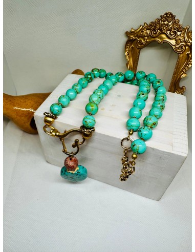 Daphne Turquoise long Necklace en linge