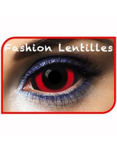 LENTILLES FANTAISIE GEANTES SCLERA 2 COULEURS NOIR ET ROUGE - DUREE 1 AN hantent personnes