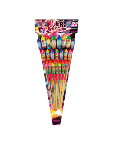 HAPPY ROCKETS 22 FUSEES FLUOS ASSORTIS france